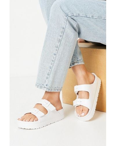 Dorothy Perkins Fabienne Buckle Strap Footbed Slider Sandals - White