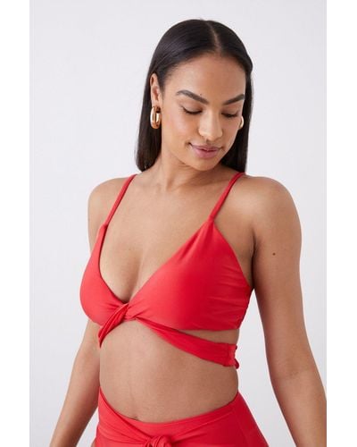 Dorothy Perkins Tie Back Wrap Around Bikini Top - Red