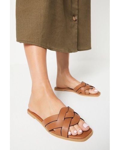 Dorothy Perkins Fiji Lattice Flat Sandals - Brown