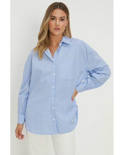 Dorothy Perkins Poplin Oversized Shirt - Blue