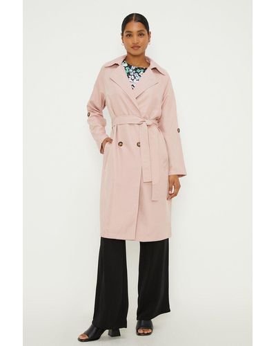 Dorothy Perkins Button Tab Trench Coat - Pink