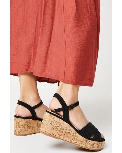 Dorothy Perkins Good For The Sole: Andreia Woven Cross Strap Medium Cork Wedge Sandals - Pink