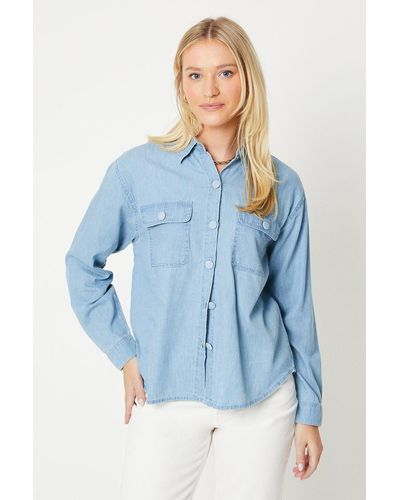 Dorothy Perkins Denim Pocket Shirt - Blue