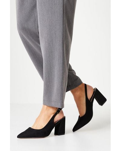 Dorothy Perkins Wide Fit Ellen Pointed Block Heel Slingback Court Shoes - Grey