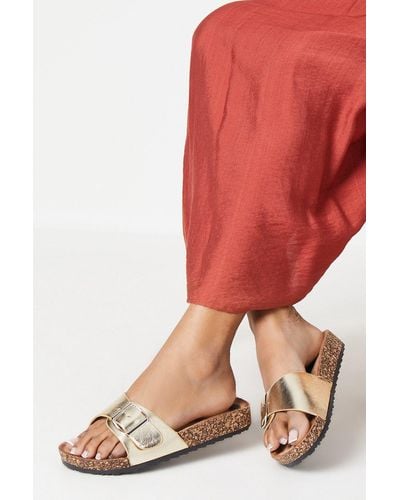 Dorothy Perkins Farris Metallic Buckle Strap Footbed Slider Sandals - Pink