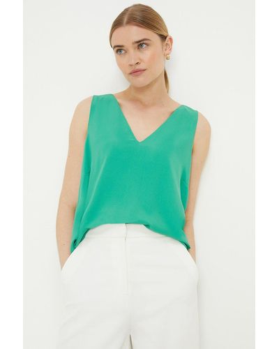 Dorothy Perkins Built Up V Neck Cami Top - Green