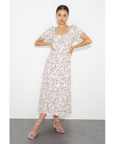 Dorothy Perkins Petite Sweetheart Puff Midi Dress - White