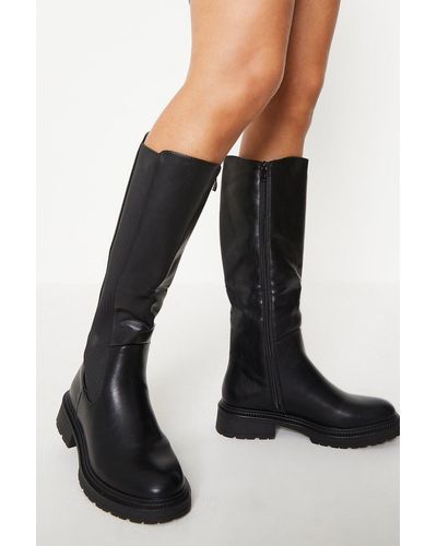 Dorothy Perkins Kelani Casual Elastic Knee High Boots - Black