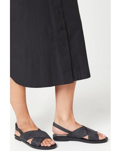 Dorothy Perkins Good For The Sole: Madelyn Comfort Cross Strap Slingback Flat Sandals - Black