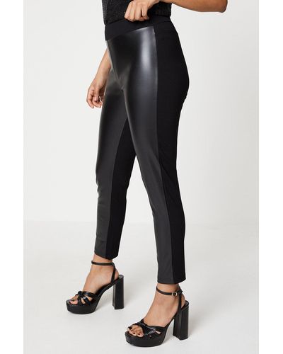 Dorothy Perkins Petite Faux Leather Front Skinny Trouser - Black