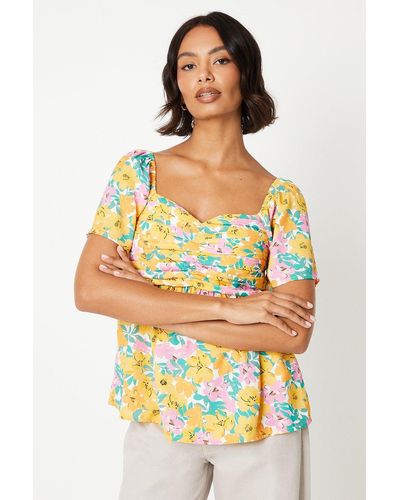 Dorothy Perkins Pintuck Pleated Front Blouse - Yellow