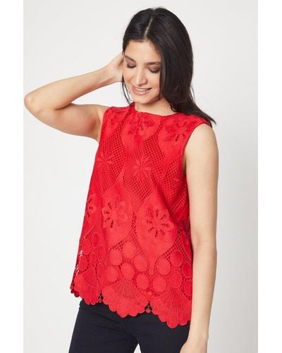 Dorothy Perkins Lace Scallop Shell Top - Red