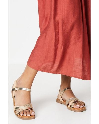 Dorothy Perkins Good For The Sole: Melanie Comfort Mixed Material Strappy Sandals - Red