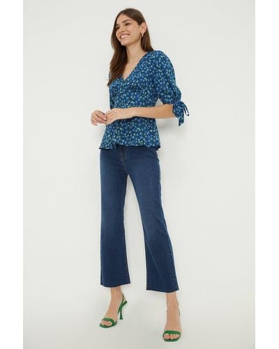 Dorothy Perkins Stretch Crop Kickflare Jeans - Blue