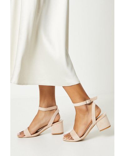 Dorothy Perkins Wide Fit Tommi Barely There Mid Block Heel Sandals - Natural