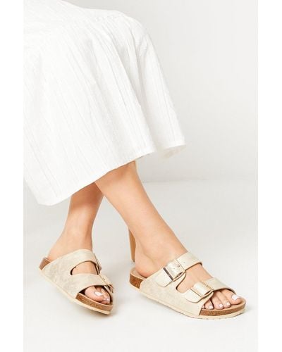 Dorothy Perkins Good For The Sole: Wide Fit Asha Two Part Buckle Sliders - White