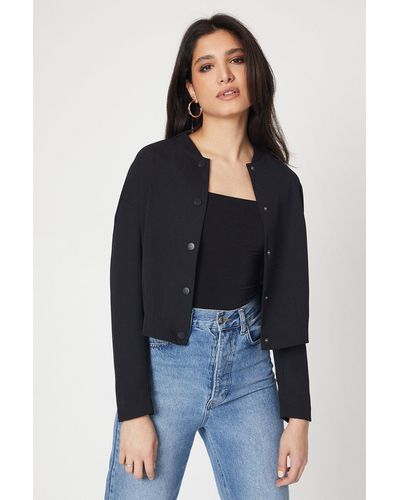 Dorothy Perkins Button Front Bomber Jacket - Blue