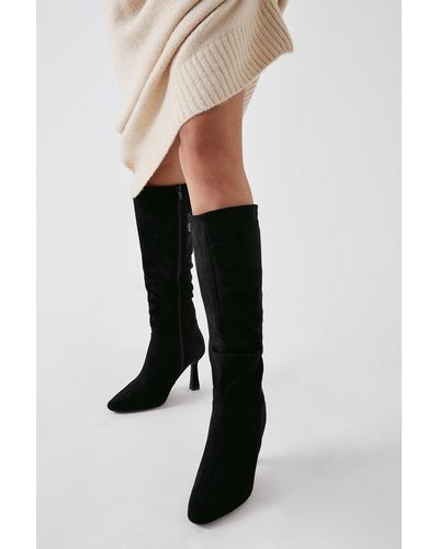 Dorothy Perkins Kristina Knee High Pointed Ruched Boots - Black
