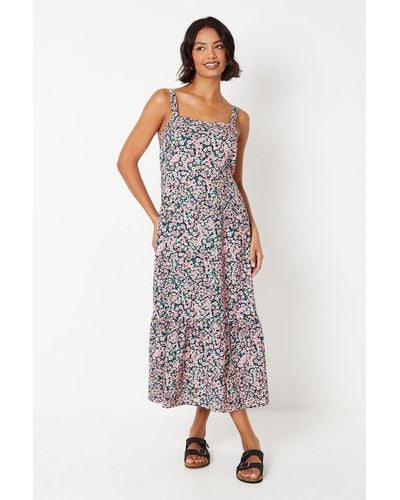 Dorothy Perkins Ditsy Floral Tiered Strappy Midi Dress - Pink
