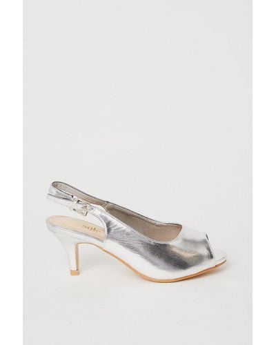 Dorothy Perkins Good For The Sole: Wide Fit Evelyn Peep Toe Sling Back Heeled Sandals - Metallic