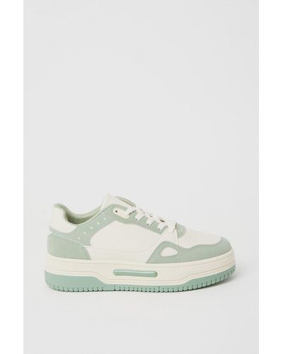 Dorothy Perkins Faith: Harlem Two Tone Lace Up Trainers - Green