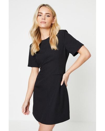 Dorothy Perkins Petite Half Sleeve Tailored Shift Dress - Black