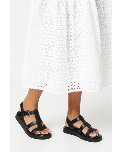 Dorothy Perkins Wide Fit Foxie Chunky T Bar Flatform Sandals - White