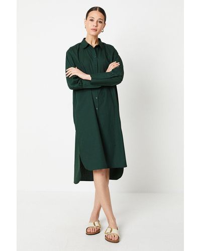 Dorothy Perkins Poplin Oversized Shirt Dress - Green