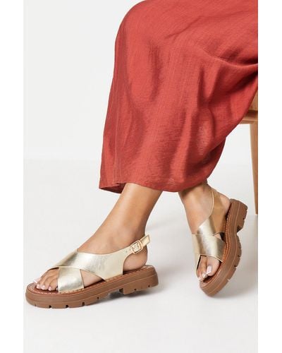 Dorothy Perkins Faith: Maxine Cross Strap Chunky Cleated Sandals - Red