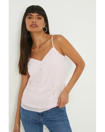 Dorothy Perkins Sequin Strappy Cami - White