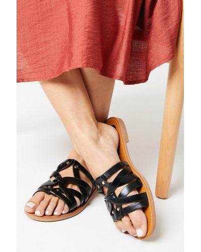 Dorothy Perkins Florine Lattice Stud Detail Flat Mule Sandals - Red