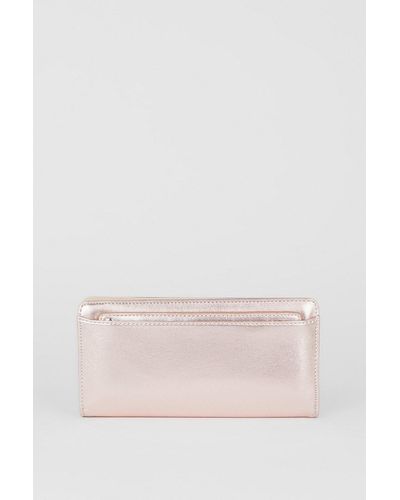 Dorothy Perkins Faith: Maddy Metallic Purse Clutch With Wrist Strap - Pink