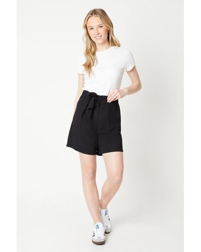 Dorothy Perkins Belted Paperbag Waist Shorts - Black