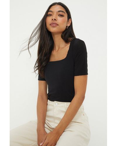 Dorothy Perkins Double Layer Square Neck Top - Black