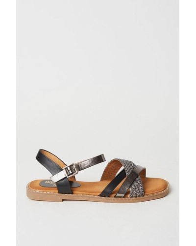 Dorothy Perkins Good For The Sole: Melanie Comfort Mixed Material Strappy Sandals - Black