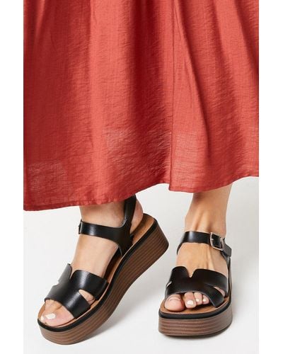 Dorothy Perkins Rae Comfort Medium Heel Stacked Wedge Sandals - Orange