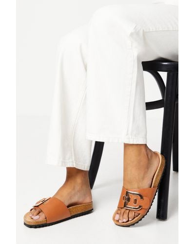 Dorothy Perkins Faith: Hattie Buckle Footbed Slider Sandals - White