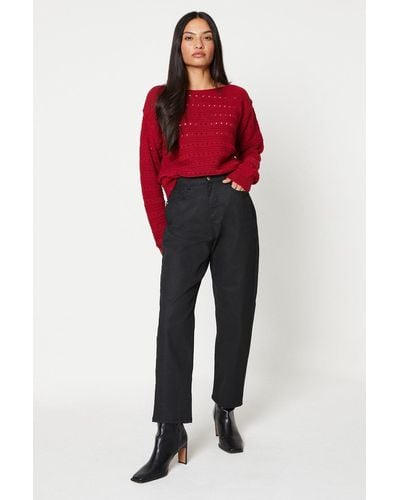 Dorothy Perkins Coated Straight Jean - Red