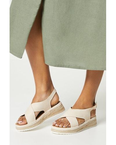 Dorothy Perkins Good For The Sole: Maxine Comfort Low Wedge Cross Strap Sandals - Green