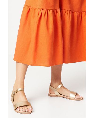 Dorothy Perkins Extra Wide Fit Faye Flat Sandals - Orange