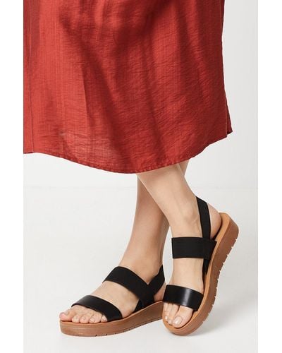 Dorothy Perkins Good For The Sole: Michelle Comfort Elastic Cross Strap Low Wedge Sandals - Red