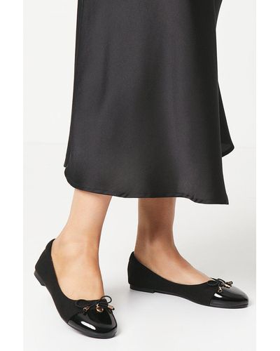 Dorothy Perkins Good For The Sole: Tash Comfort Toecap Bow Detail Ballet Court Shoes - Black