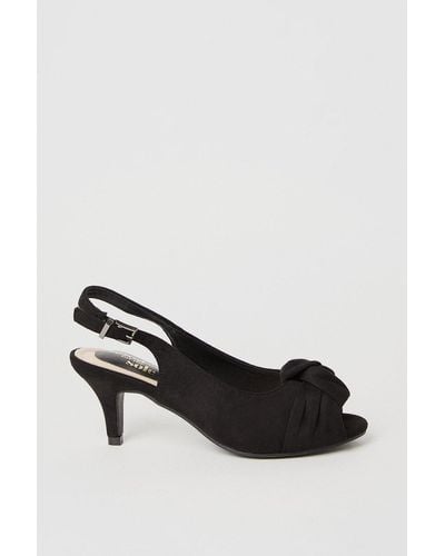 Dorothy Perkins Good For The Sole: Wide Fit Taylor Knot Front Peep Toe Sling Back Heeled Sandals - Black