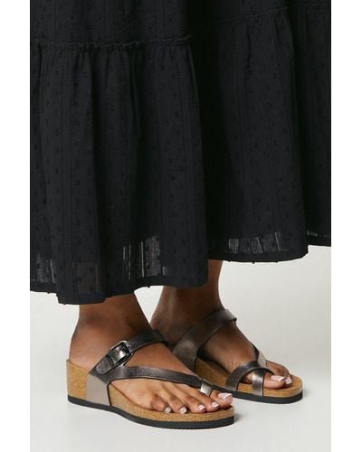 Dorothy Perkins Good For The Sole: Riley Comfort Toeloop Low Wedge Footbed Sandals - Black