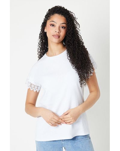 Dorothy Perkins Tall Lace Trim Detail T-shirt - White