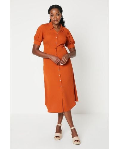 Dorothy Perkins Midi Shirt Dress - Orange