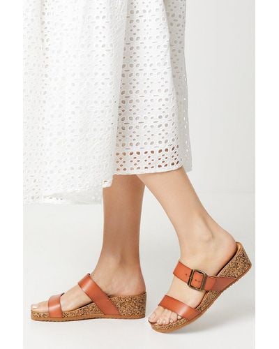 Dorothy Perkins Good For The Sole: Wide Fit Harlem Two Strap Comfort Footbed Wedge Sandals - White