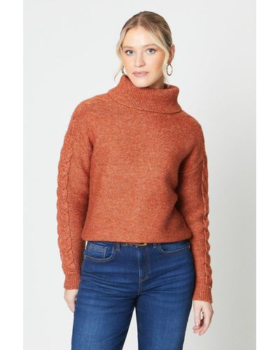 Dorothy Perkins Cable Stitch Sleeve Knitted Jumper - Orange