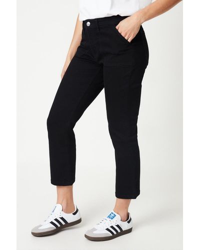 Dorothy Perkins Petite Pocket Detail Mid Rise Slim Leg Jeans - Black