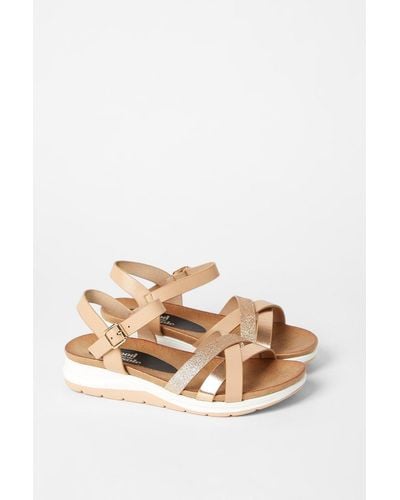 Dorothy Perkins Good For The Sole: Mars Bio Comfort: Multi Strap Mixed Material Footbed Wedge Sandals - Metallic